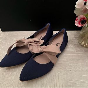 Rothy’s Points Navy Blue Bow Size 10 Rare HTF Limited edition